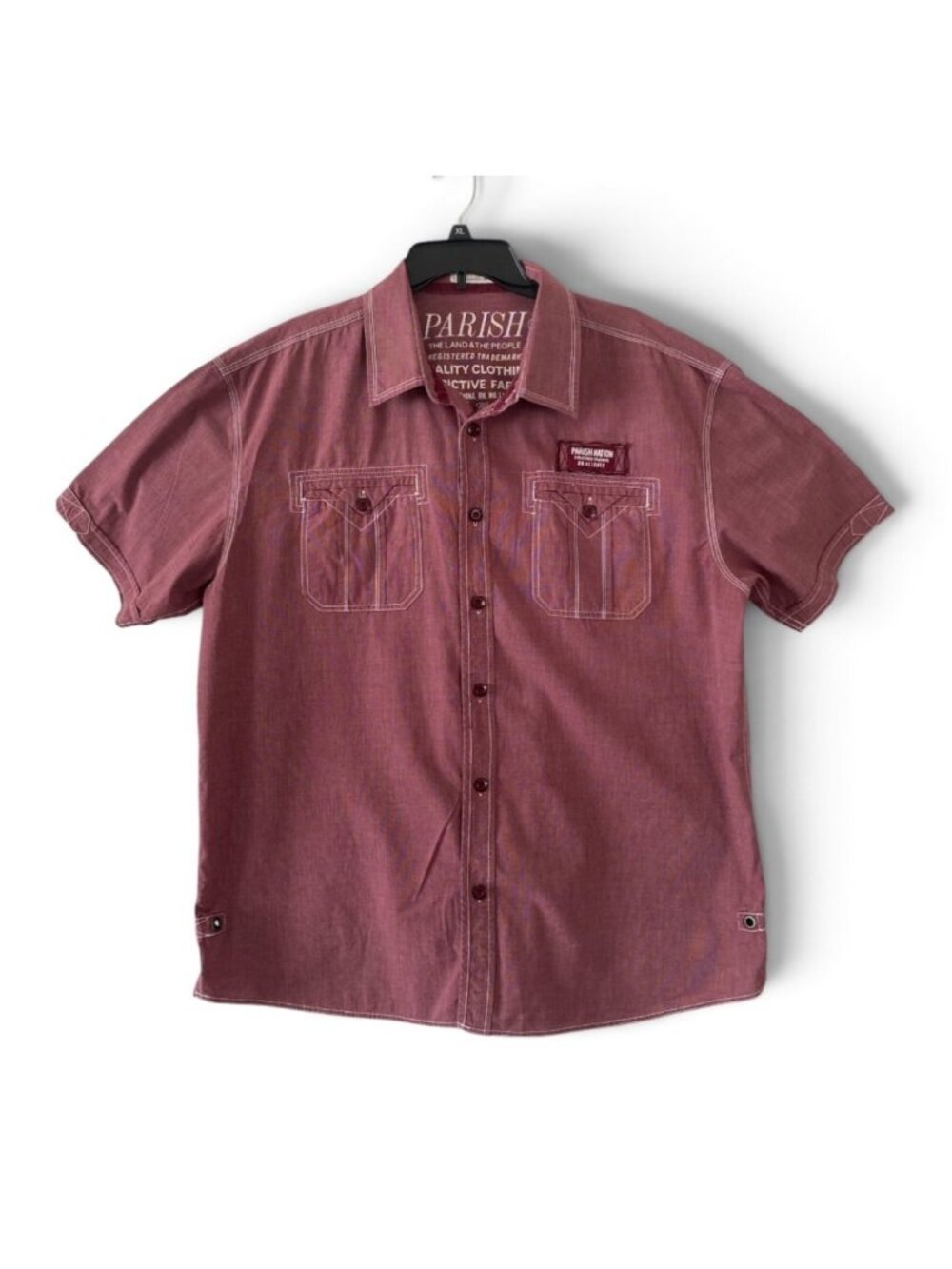 Parish Nation Men’s Short Sleeve Button Up Shirt 3XL Red